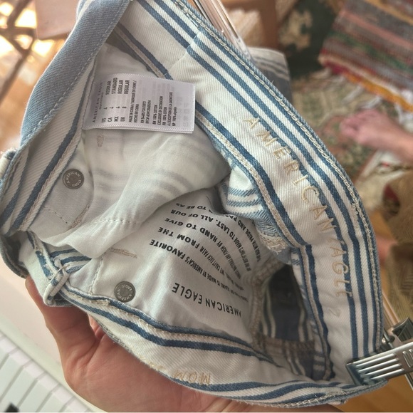 American Eagle Outfitters Blue and White Striped Straight Leg Jeans Size 4 - Picture 11 of 16